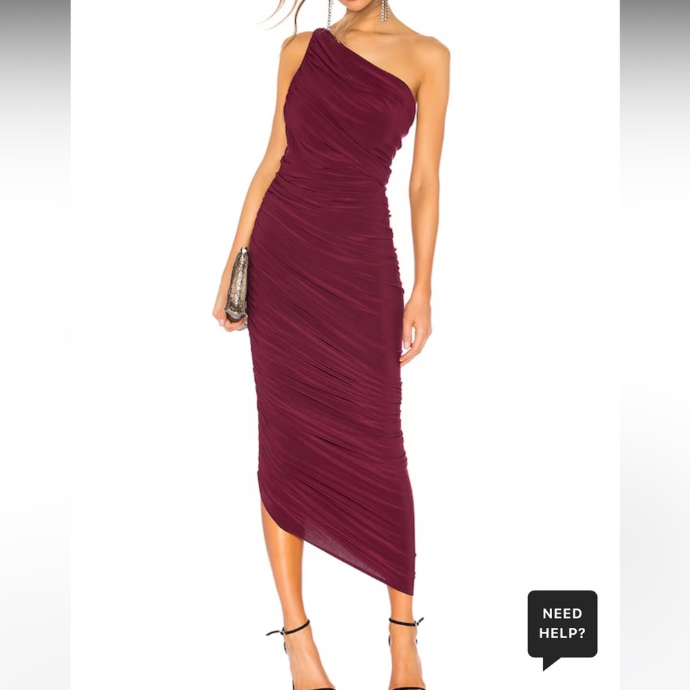 Norma Kamali Burgundy One-Shoulder Midi Dress